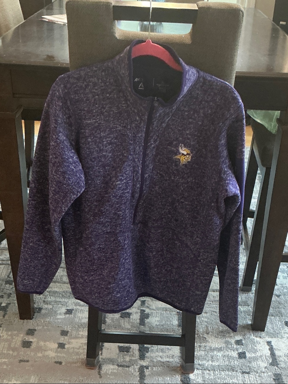 Antigua Womens Minnesota Vikings Purple Heathered Half-Zip Pullover Jacket